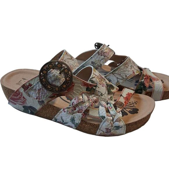 L'Artiste Spring Step Yarden Womens Size 38EU Floral Leather Resortwear Sandals - Picture 2 of 11